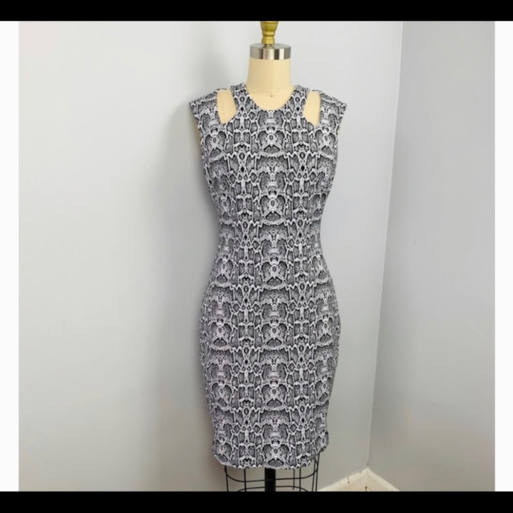 Caché Snake Black & White Dress